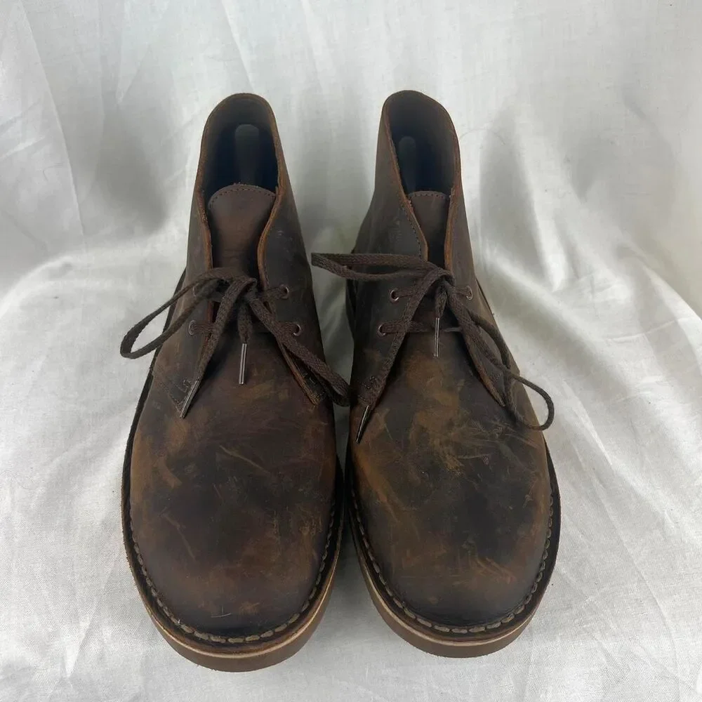 Clarks Bushacre 2 Dark Brown Leather Chukka Boots Lace Up Size 9.5